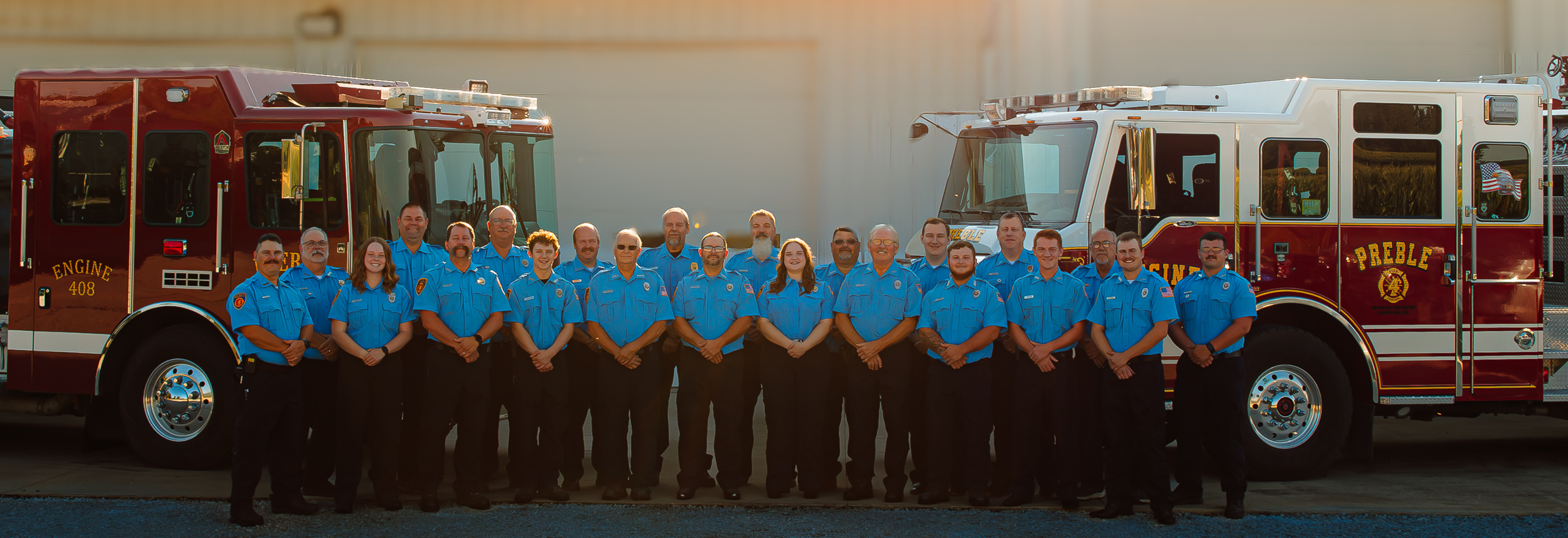 Preble Volunteer Fire Fighting Association members standing in front of Engine 408, 2026